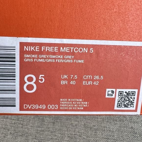 Nike Free Metcon 5 New Smoke Grey White Mens Size 8.5 nby DV3949-003 main image 5